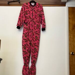 Lazy One Pink and Brown Footie Pajamas Size M
